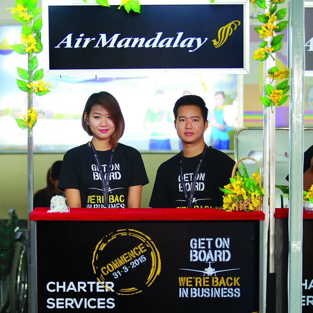 Charter services booth at the relaunch event