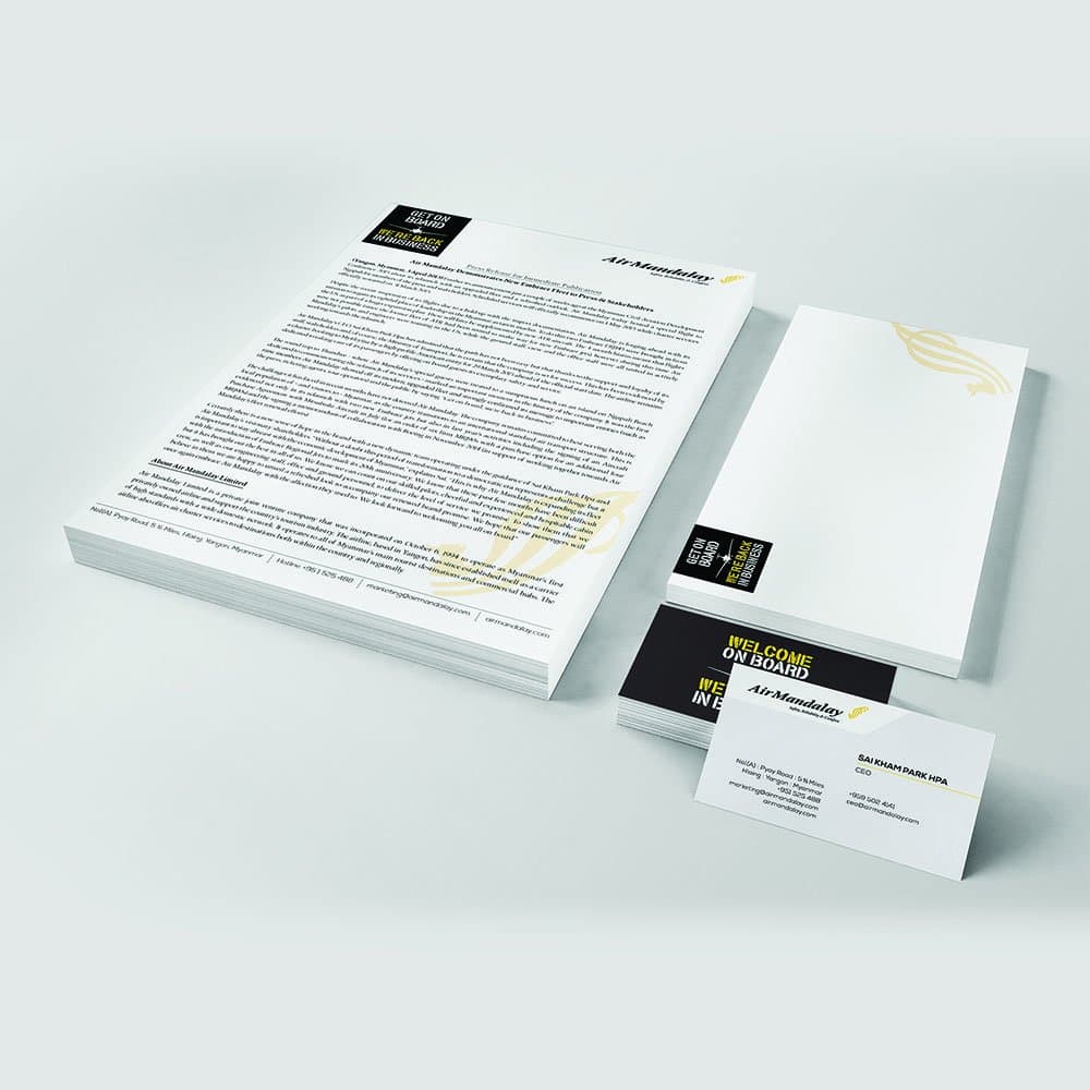 Press release, letterhead and business card suite