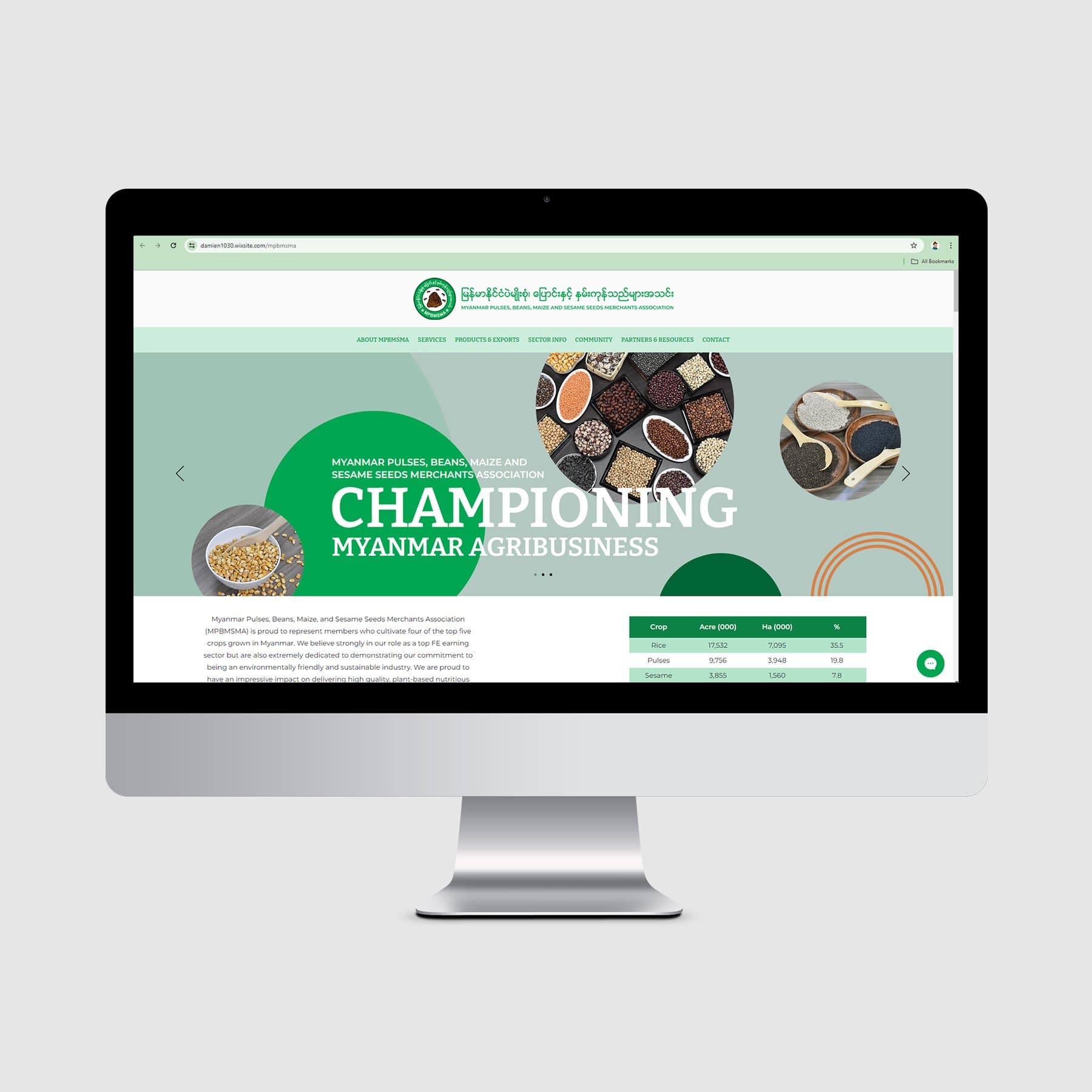 Myanmar Pulses, Beans and Sesame Seeds Merchants Association — website