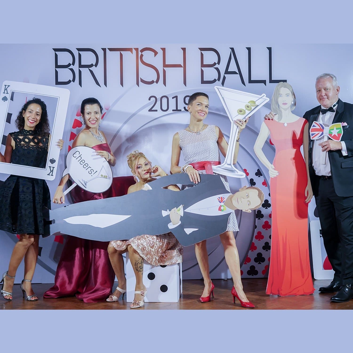 British Ball 2019 — casino-themed photo booth with life-size cut-outs
