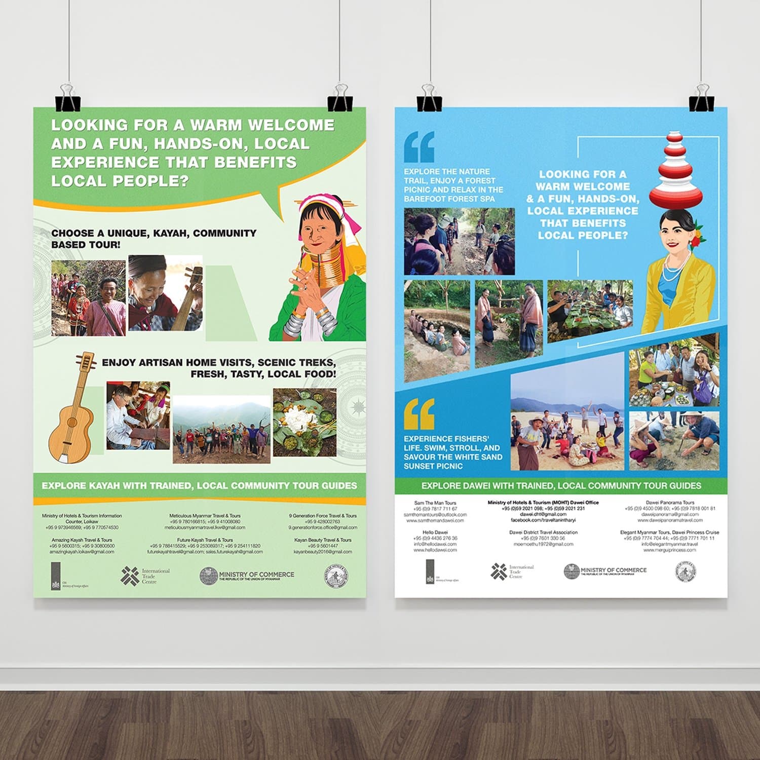 Community-based tourism posters for Kayah and Dawei