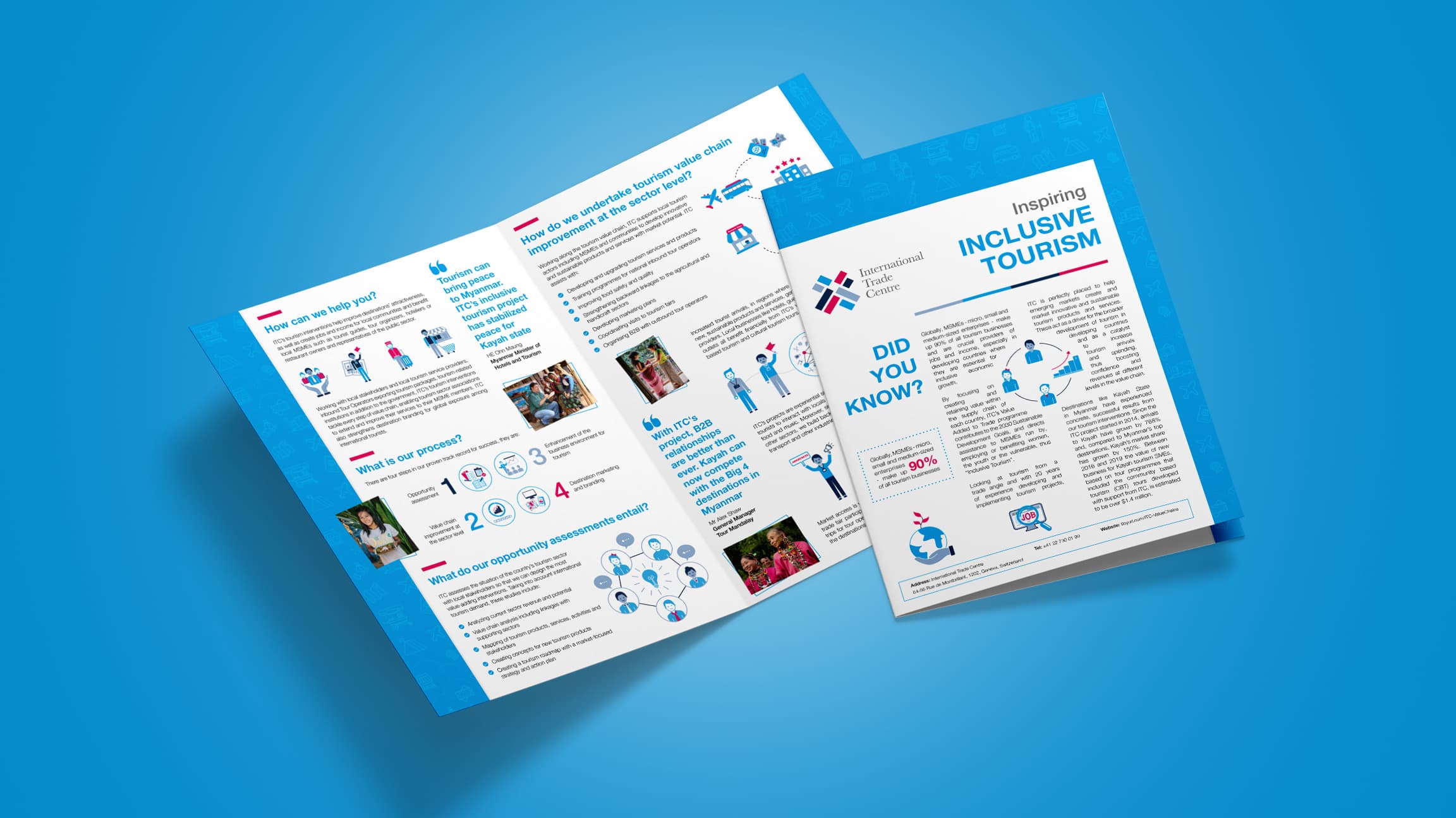 Inspiring Inclusive Tourism — bi-fold brochure, cover and inner spread