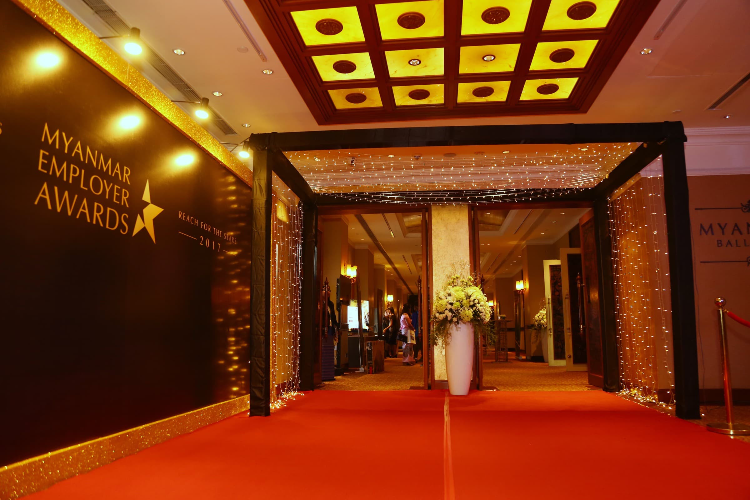 Myanmar Employer Awards 2017 — red-carpet entrance with light canopy