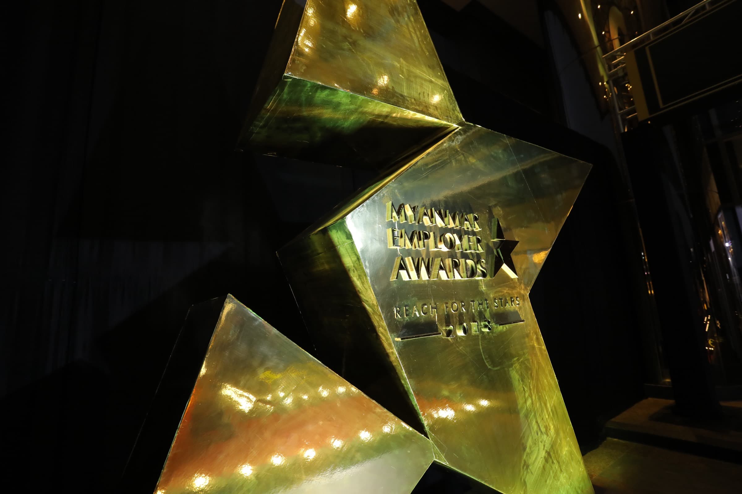 Myanmar Employer Awards 2018 — dimensional gold-star installation