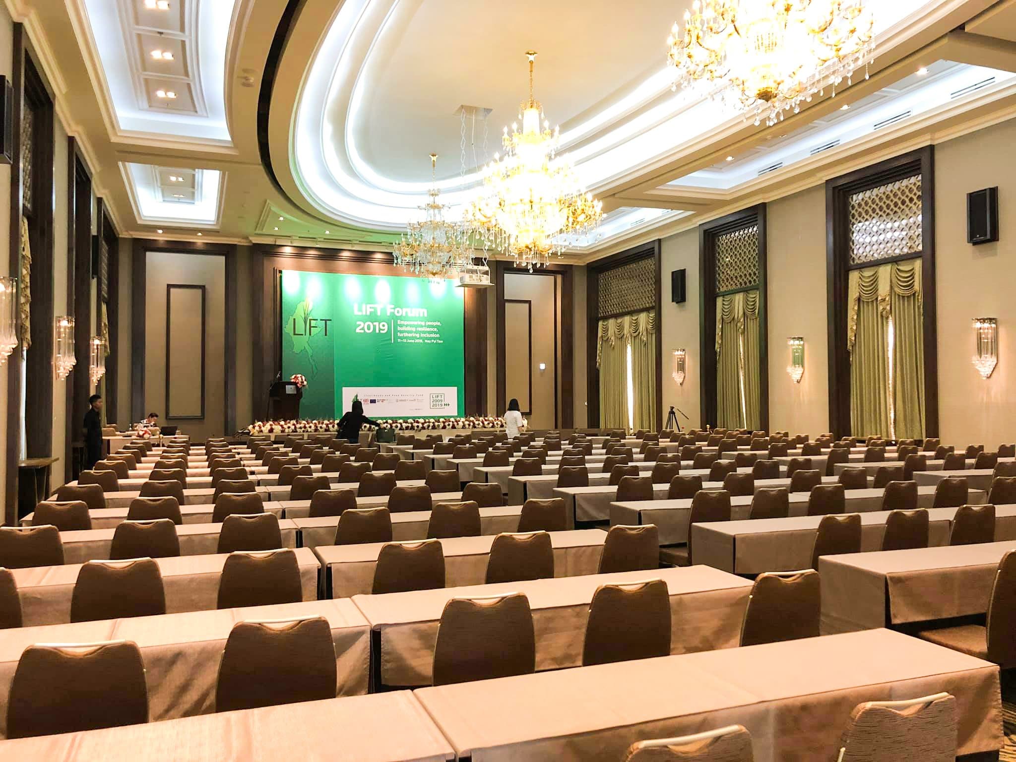 The plenary hall set for the opening session