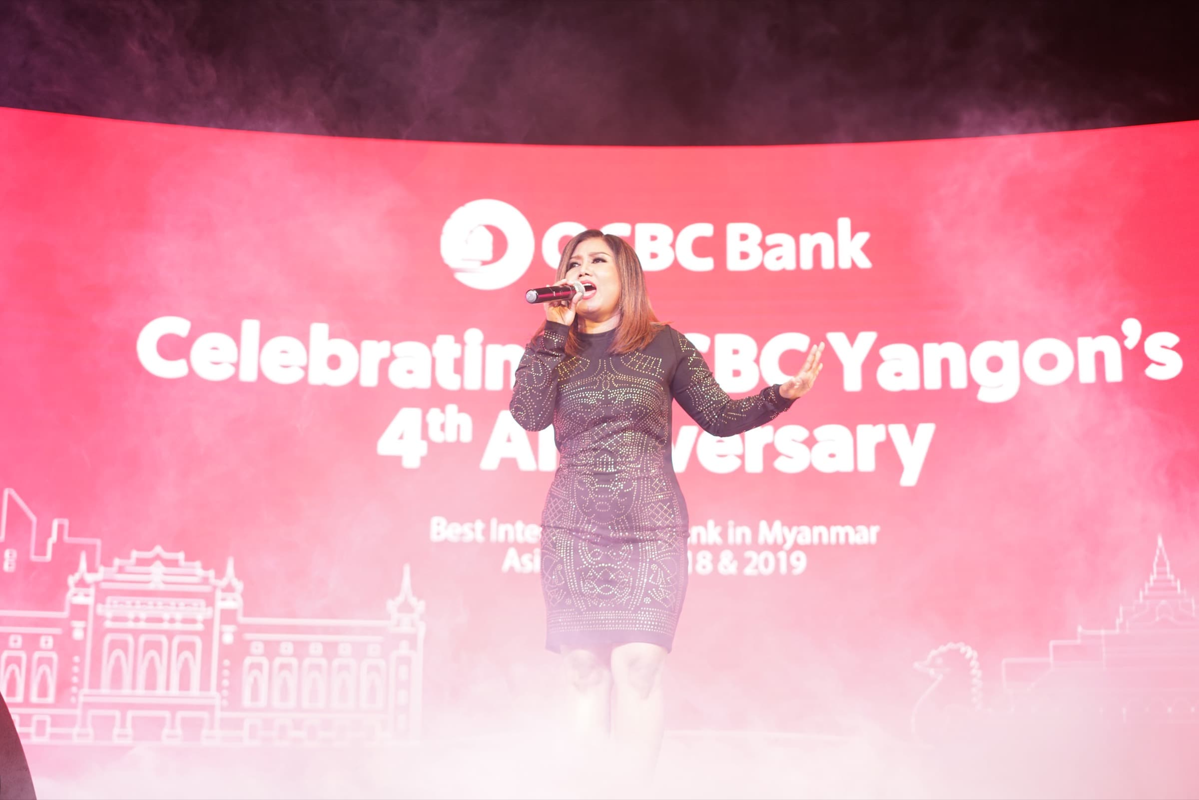 OCBC Yangon anniversary — live performance on the curved-LED stage