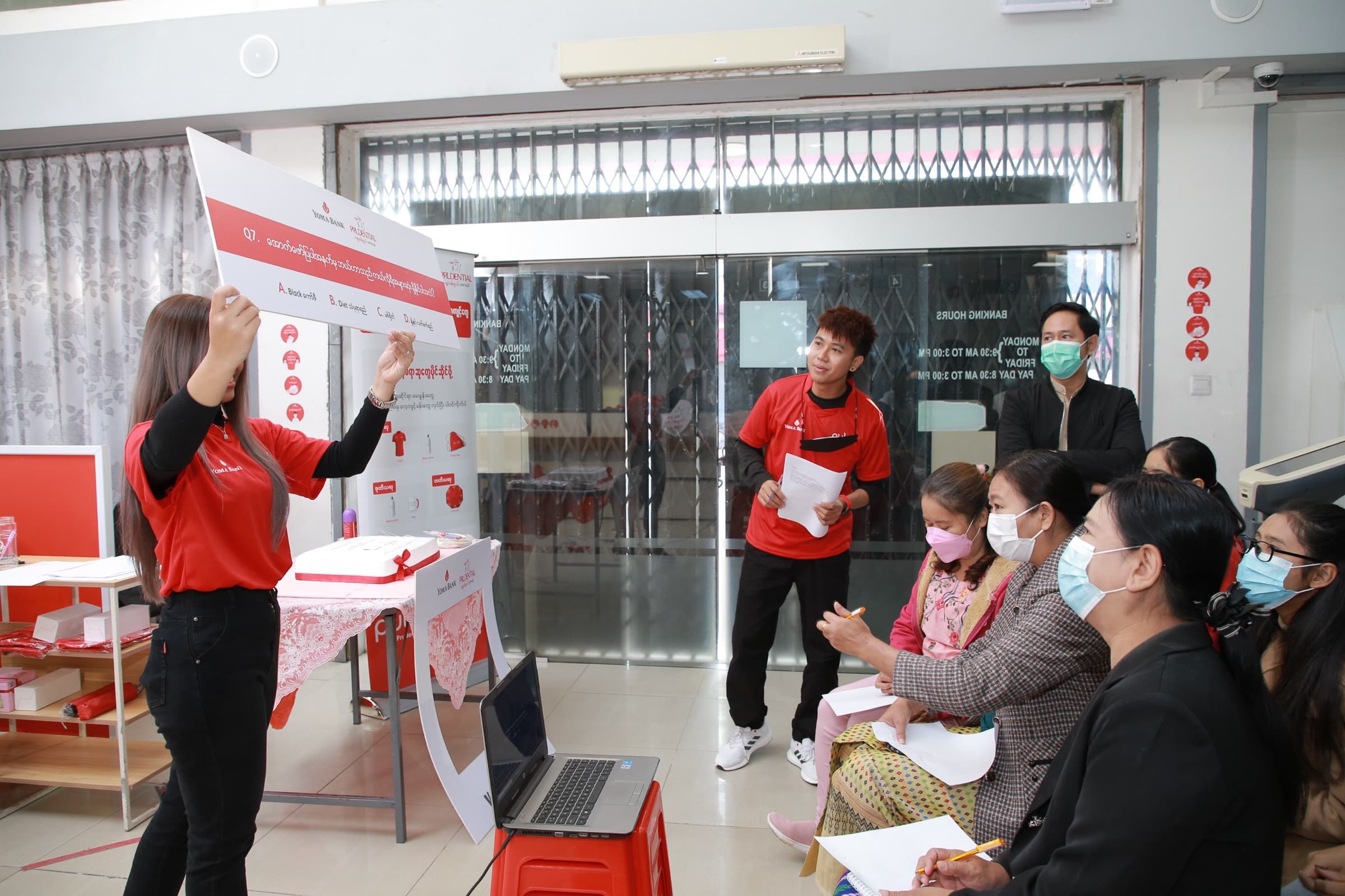 Quiz round with branded prize table