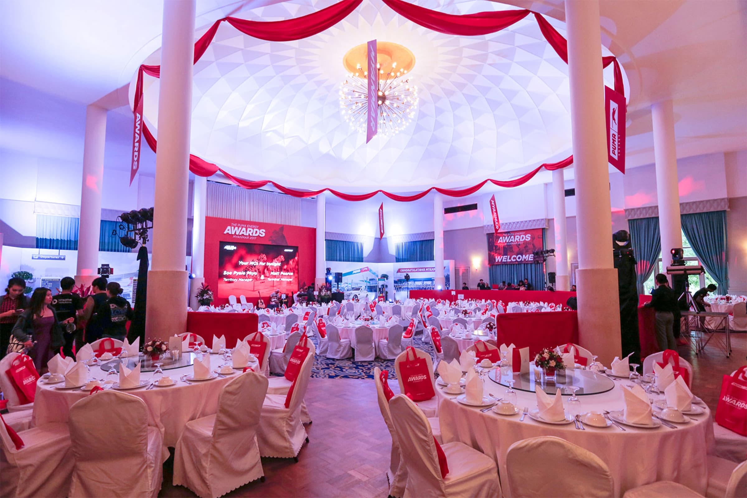 PUMA Energy Awards, the domed ballroom dressed in red drapes and branding