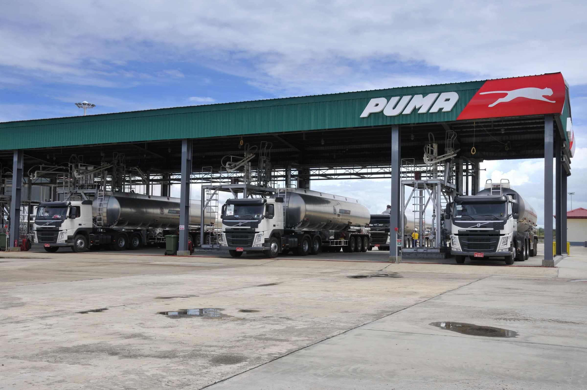 The branded loading gantry, tankers beneath