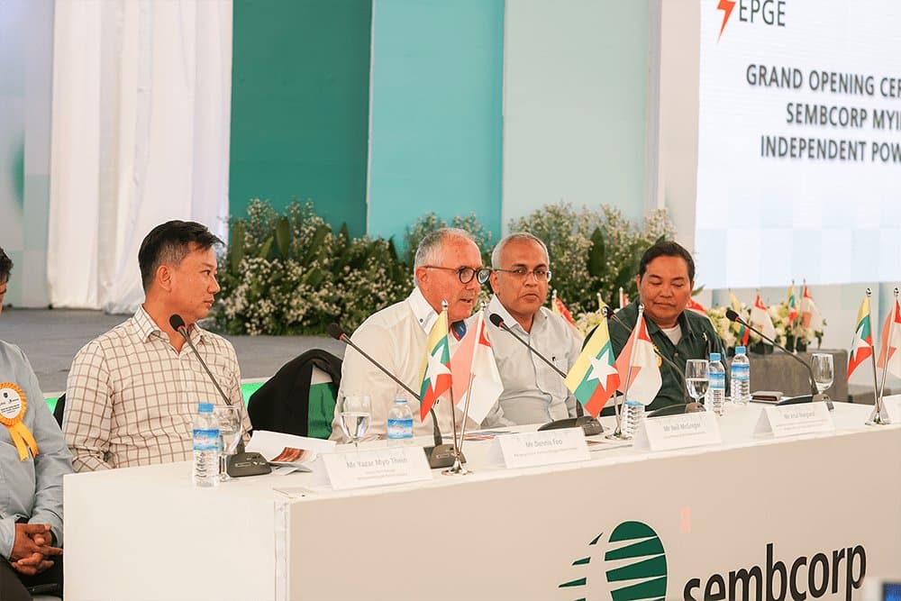 Grand opening ceremony — the official panel at the plant
