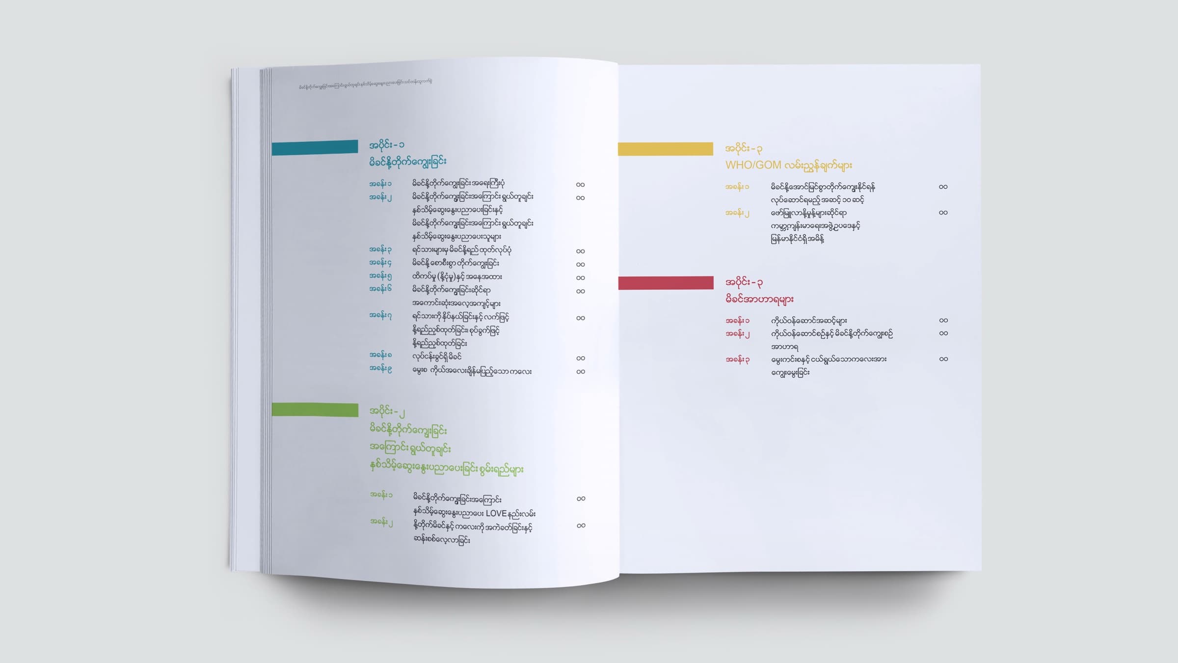 Participant manual — colour-coded contents spread