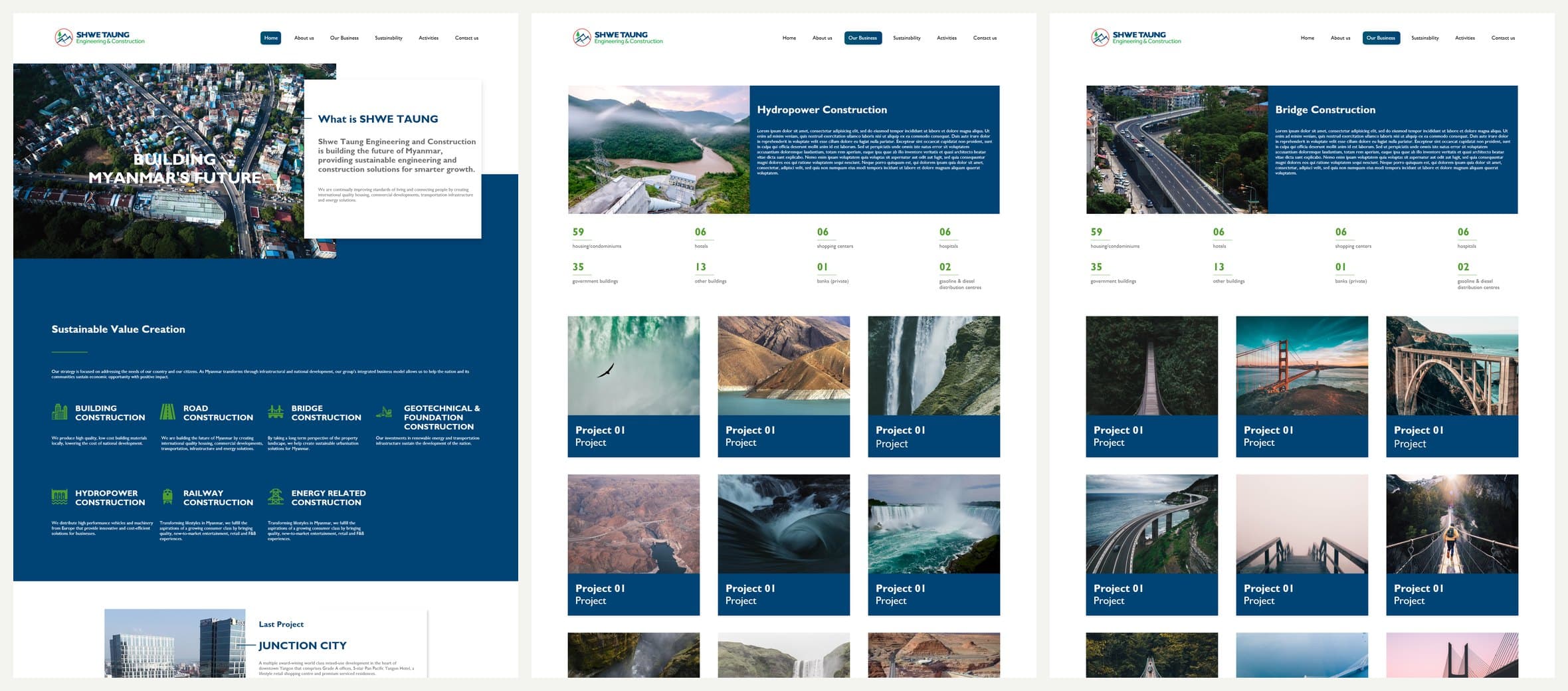 Design system for the platform — home, hydropower and bridge-construction templates