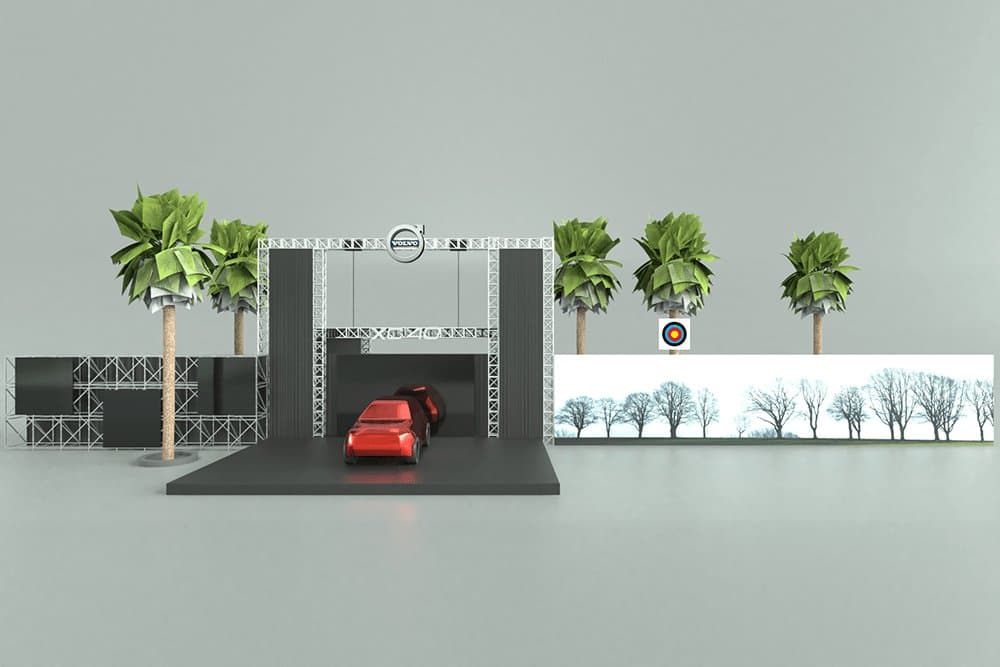 Launch set — 3D design render of the reveal stage