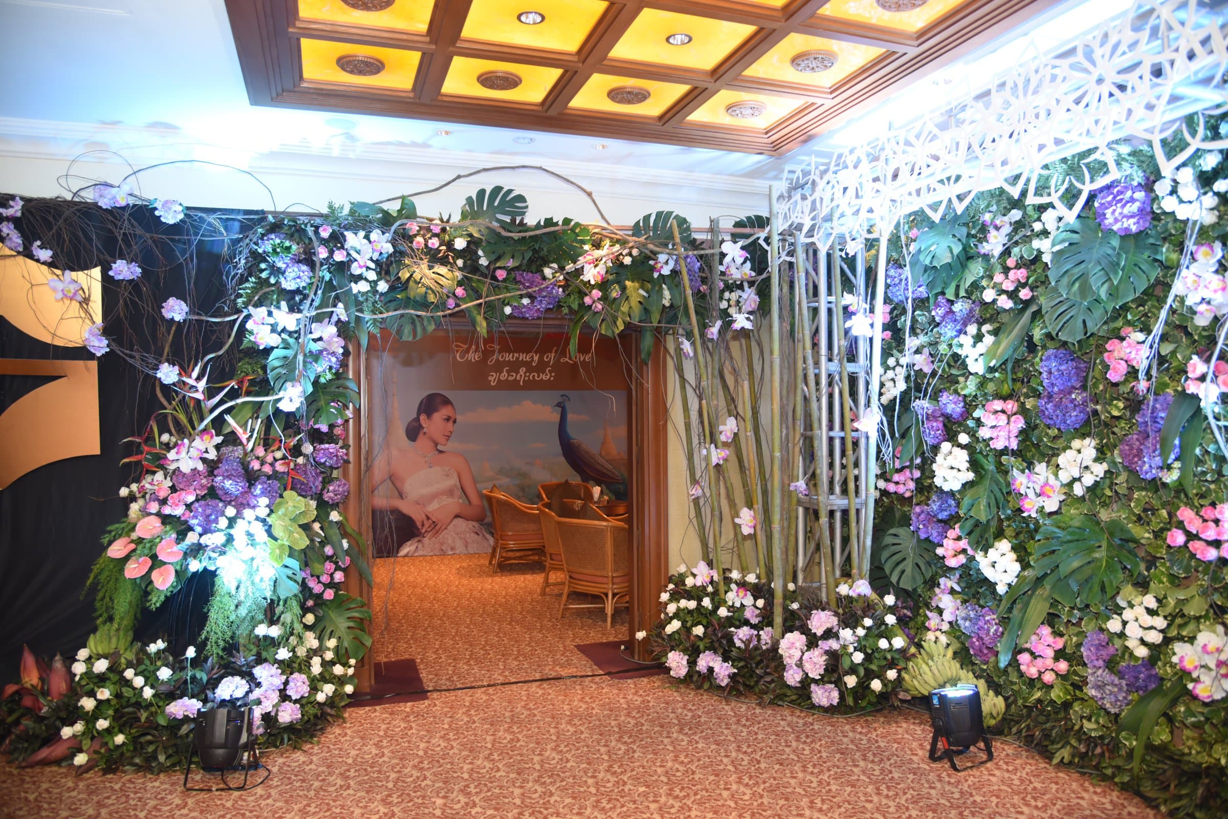 'The Journey of Love' floral entrance at Sule Shangri-La