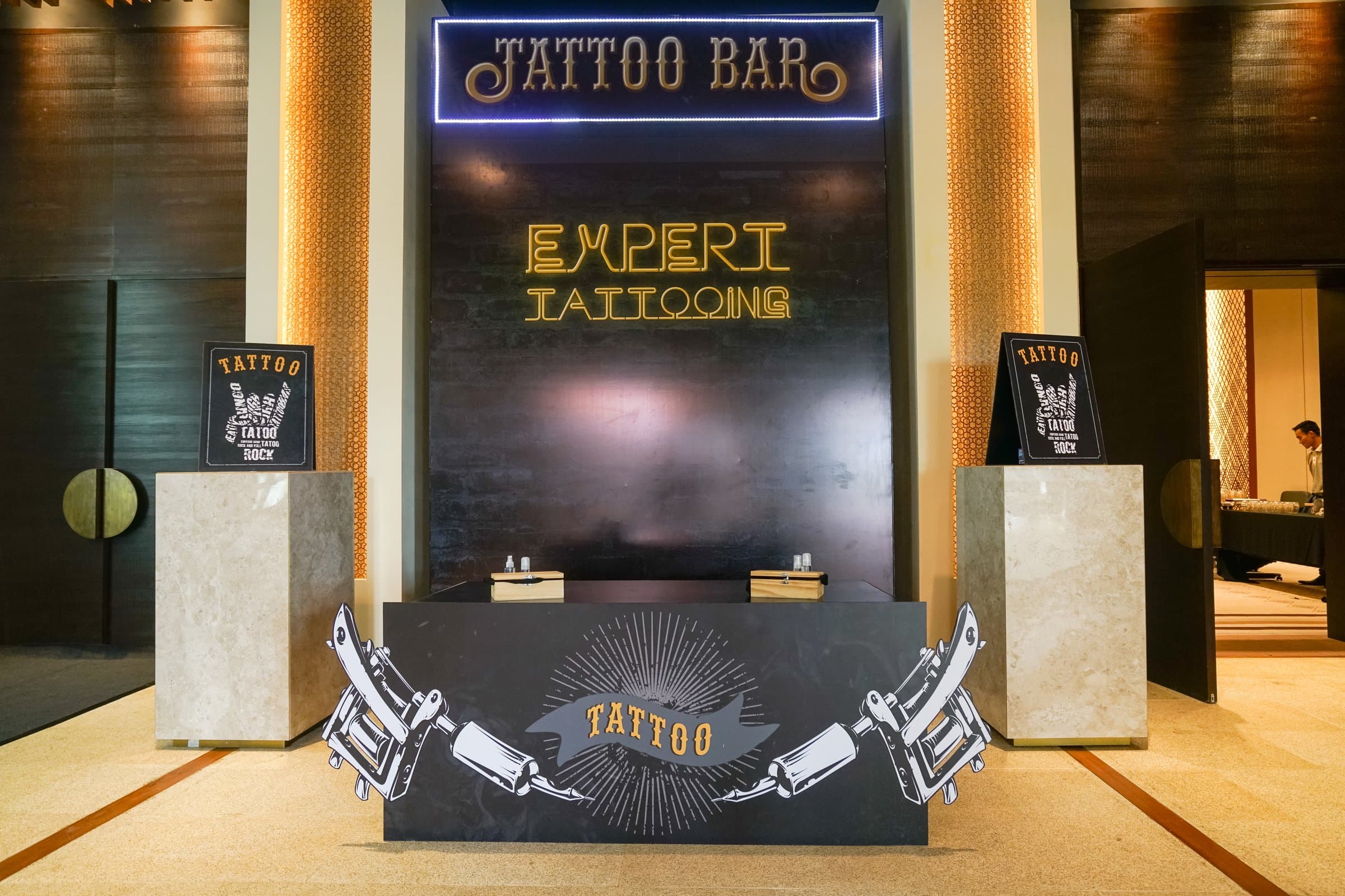 The tattoo bar — one of the night's themed activations