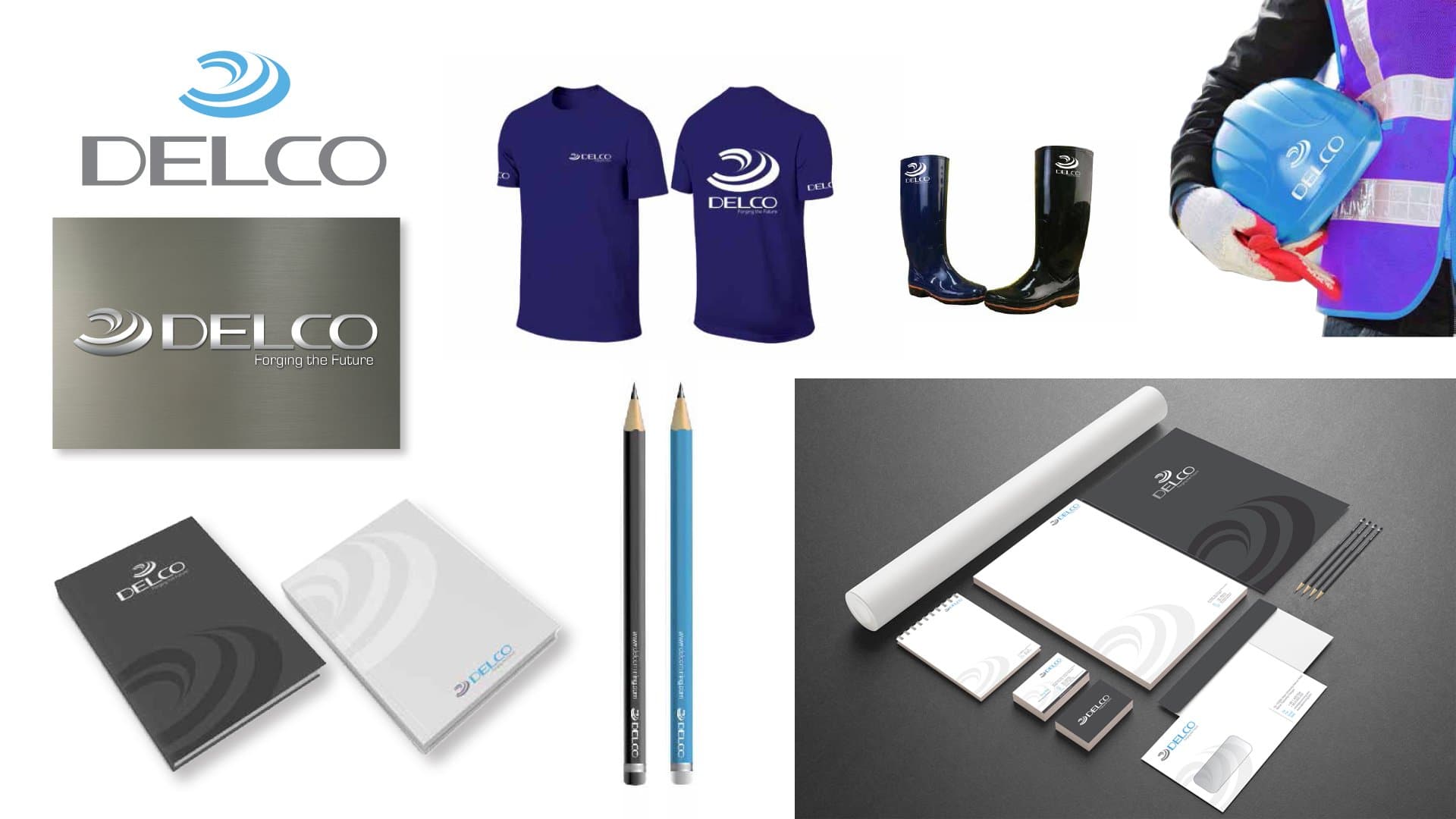 Delco Mining — corporate identity across brochure, stationery and site collateral